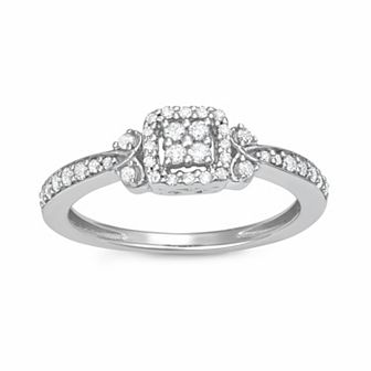 HDI Sterling Silver 1/4 Carat T.W. Diamond Halo Ring