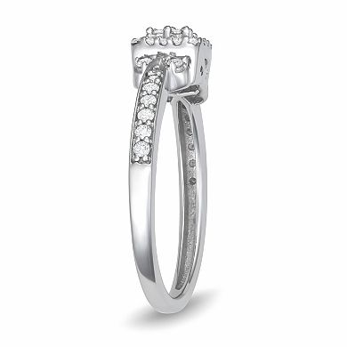 HDI Sterling Silver 1/4 Carat T.W. Diamond Halo Ring