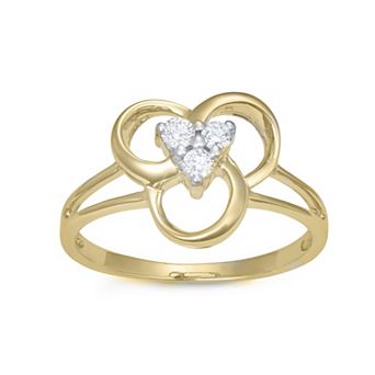 HDI 10k Gold 1/6 Carat T.W. Diamond 3-Stone Openwork Ring