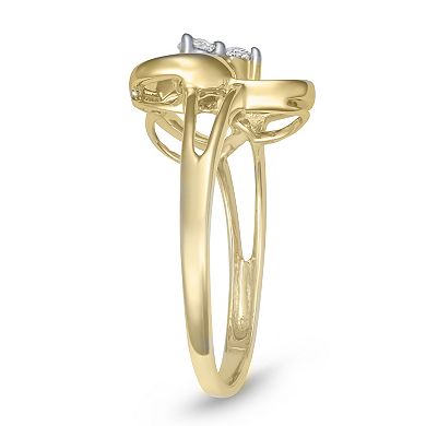 HDI 10k Gold 1/6 Carat T.W. Diamond 3-Stone Openwork Ring