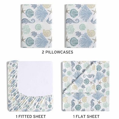 Beatrice Home Fashions Coastal Print Sheet Set