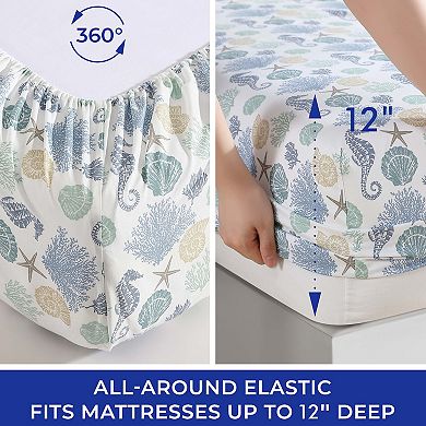 Beatrice Home Fashions Coastal Print Sheet Set