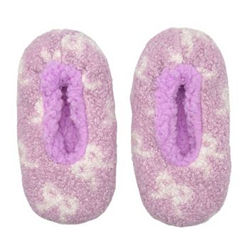 Girls Fuzzy Babba Allover Printed Bows Girls Slipper Socks