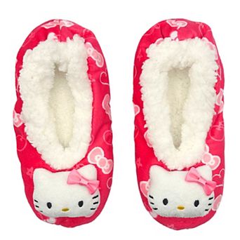 Hello Kitty Fuzzy Babba Girls Plush Slipper Socks with 3D Head