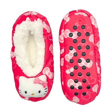 Girls Hello Kitty Fuzzy Babba Girls Plush Slipper Socks With 3D Head