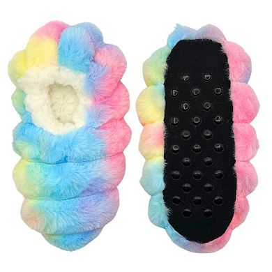 Girls Fuzzy Babba Puffer Slipper Socks Slip-On Comfort