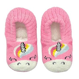 Girls Fuzzy Babba Unicorn Girls Cozy Slipper Socks Flex Back