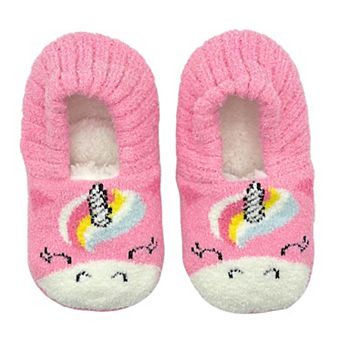 Girls Fuzzy Babba Unicorn Girls Cozy Slipper Socks Flex Back