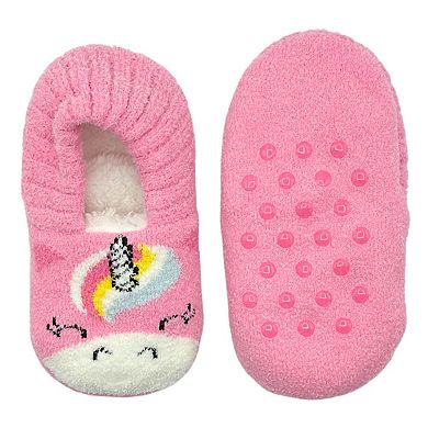 Girls Fuzzy Babba Unicorn Girls Cozy Slipper Socks Flex Back