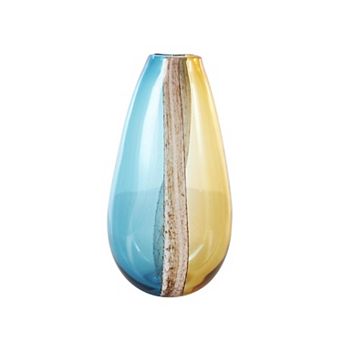 Stella & Eve Decorative Ombre Glass Vase with Textured Stripe Details