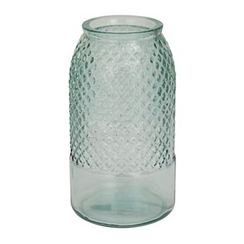 Stella & Eve Handmade Slim Textured Diamond Pattern Glass Vase