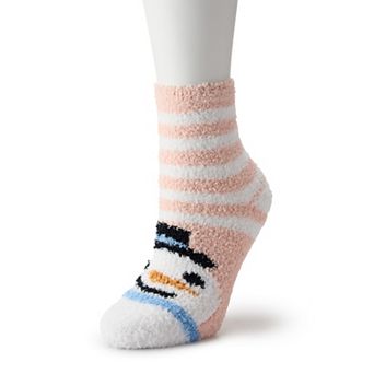 Women's SHINE Cozy Striped Snowman Crew Socks