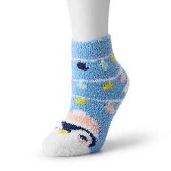 Women's SHINE Penguin Lights Cozy Crew Socks