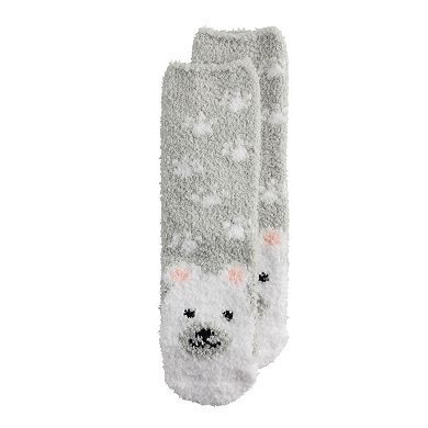 Women's SHINE Paws Polar Bear Fuzzy Crew Socks