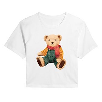 Juniors' Fall Teddy Bear Cropped Tee