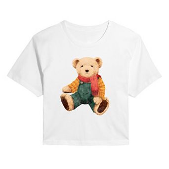 Juniors' Fall Teddy Bear Cropped Tee