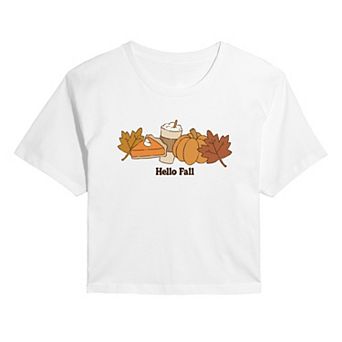 Juniors' Hello Fall Cropped Tee