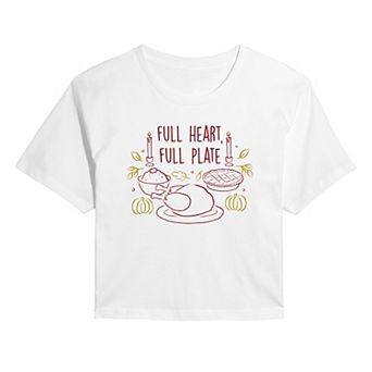 Juniors' Full Heart Full Plate Cropped Tee