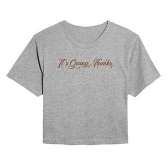 Juniors' It's Giving... Thanks Cropped Tee