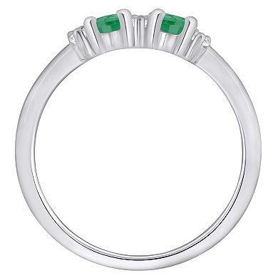 Alyson Layne 10k White Gold 1/6 Carat T.W. Lab Grown Diamond & Oval Gemstone 2-Stone Ring