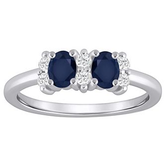 Alyson Layne 10k White Gold 1/6 Carat T.W. Lab Grown Diamond & Oval Gemstone 2-Stone Ring