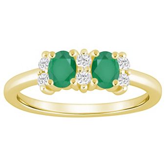 Alyson Layne 10k Gold 1/6 Carat T.W. Lab Grown Diamond & Oval Gemstone 2-Stone Ring