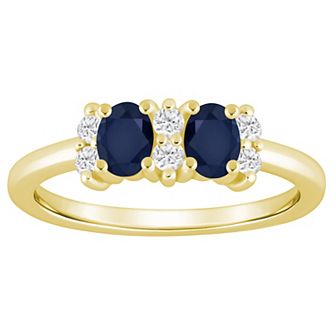 Alyson Layne 10k Gold 1/6 Carat T.W. Lab Grown Diamond & Oval Gemstone 2-Stone Ring