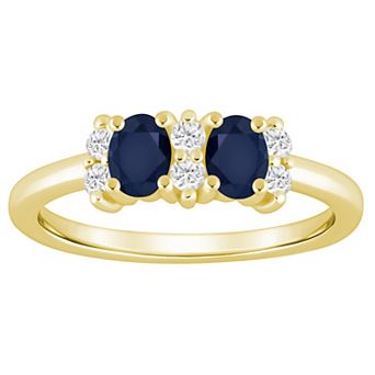 Alyson Layne 10k Gold 1/6 Carat T.W. Lab Grown Diamond & Oval Gemstone 2-Stone Ring