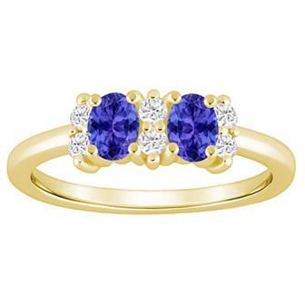 Alyson Layne 10k Gold 1/6 Carat T.W. Lab Grown Diamond & Oval Gemstone 2-Stone Ring