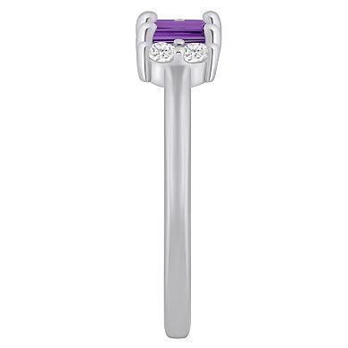Alyson Layne 10k White Gold Lab Grown Diamond & Gemstone 2-Stone Ring