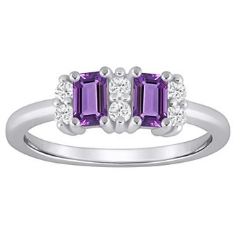 Alyson Layne 10k White Gold 1/6 Carat T.W. Lab Grown Diamond & Gemstone 2-Stone Ring