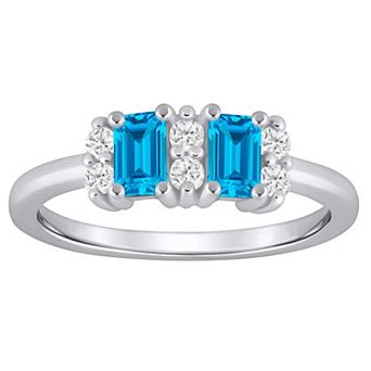 Alyson Layne 10k White Gold 1/6 Carat T.W. Lab Grown Diamond & Gemstone 2-Stone Ring