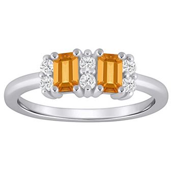 Alyson Layne 10k White Gold 1/6 Carat T.W. Lab Grown Diamond & Gemstone 2-Stone Ring