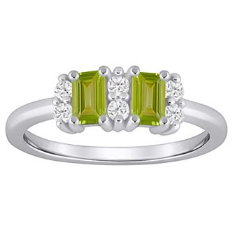 Alyson Layne 10k White Gold 1/6 Carat T.W. Lab Grown Diamond & Gemstone 2-Stone Ring