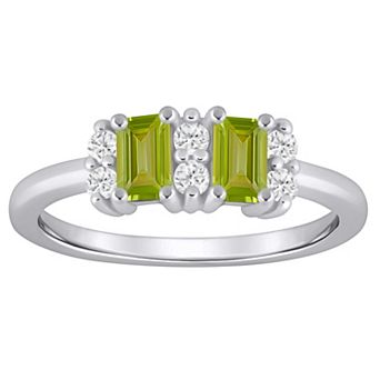 Alyson Layne 10k White Gold 1/6 Carat T.W. Lab Grown Diamond & Gemstone 2-Stone Ring