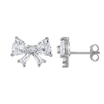 Designs by Gioelli Sterling Silver Cubic Zirconia Bow Earrings