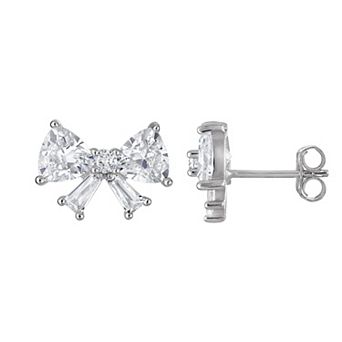 Designs by Gioelli Sterling Silver Cubic Zirconia Bow Earrings