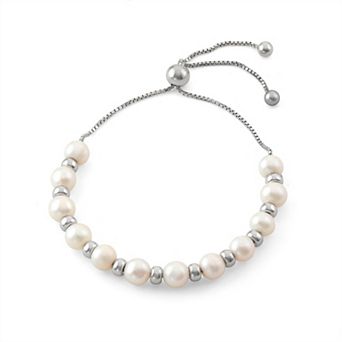 Designs by Gioelli Sterling Silver Freshwater Cultured Pearl Bolo Bracelet