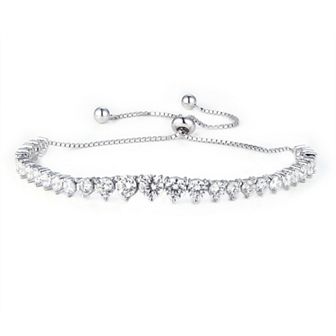 Designs by Gioelli Sterling Silver Cubic Zirconia Bolo Bracelet