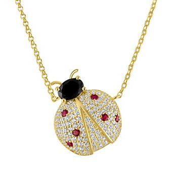 Designs by Gioelli Sterling Silver Cubic Zirconia Ladybug Pendant Necklace