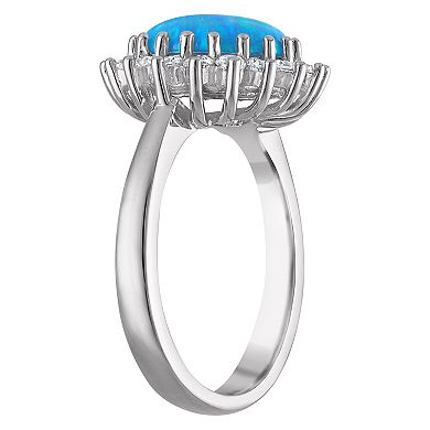 Designs by Gioelli Sterling Silver Lab-Created Blue Opal Ring