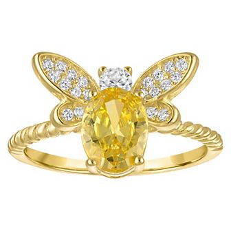 Designs by Gioelli 14k Gold Over Sterling Silver Simulated Citrine Bee Ring