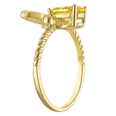 Designs by Gioelli 14k Gold Over Sterling Silver Simulated Citrine Bee Ring