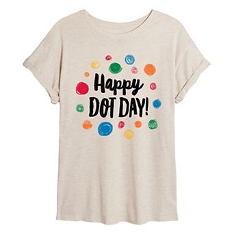 Juniors' Happy Dot Day Oversized Tee