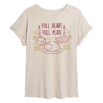Juniors' Full Heart Full Plate Oversized Tee