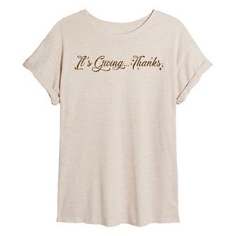 Juniors' It's Giving... Thanks Oversized Tee