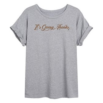 Juniors' It's Giving... Thanks Oversized Tee