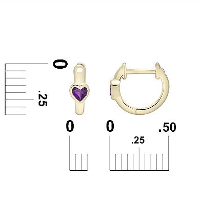 10k Gold Plated Sterling Silver Amethyst and Lab-Created White Sapphire Chain & Huggie Earrings Set
