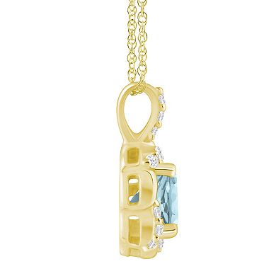 Alyson Layne 10k Gold 1/10 Carat T.W. Lab-Grown Diamond & Gemstone Halo Pendant Necklace