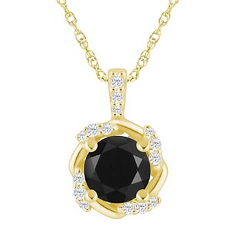 Alyson Layne 10k Gold 1/10 Carat T.W. Lab-Grown Diamond & Gemstone Halo Pendant Necklace